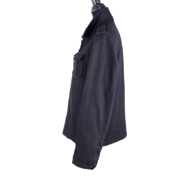 GUESS Mens M Black Wool Mix Thick Quilted Insulated Lining Zip Jacket - Picture 9 of 10